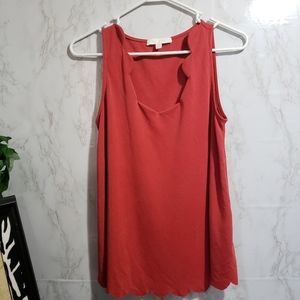 Eri + Ali Scalloped Tank Top Red XS